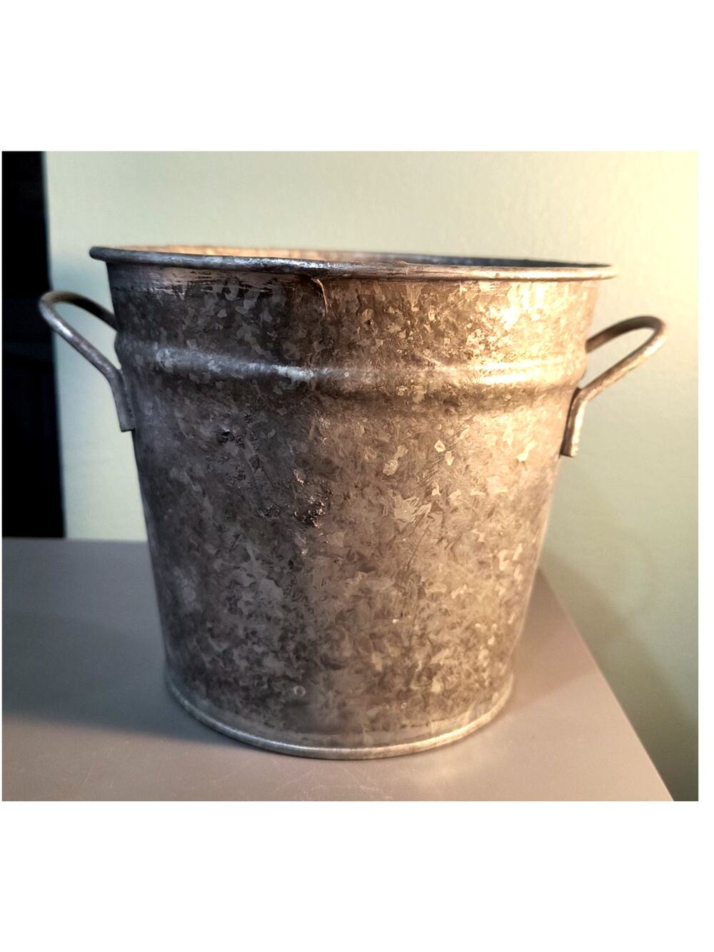 882. Galvanized Metal Bucket Pot Made in Mexico Handled